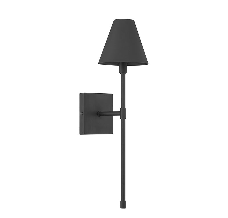 One Light Wall Sconce<br /><span style="color:#4AB0CE;">Entrega: 4-10 dias en USA</span><br /><span style="color:#4AB0CE;font-size:60%;">PREGUNTE POR ENTREGA EN PANAMA</span><br />Collection: Jefferson<br />Finish: Matte Black