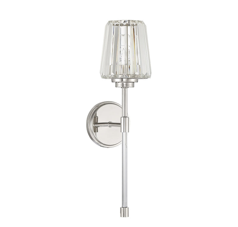 One Light Wall Sconce<br /><span style="color:#4AB0CE;">Entrega: 4-10 dias en USA</span><br /><span style="color:#4AB0CE;font-size:60%;">PREGUNTE POR ENTREGA EN PANAMA</span><br />Collection: Garnet<br />Finish: Polished Nickel