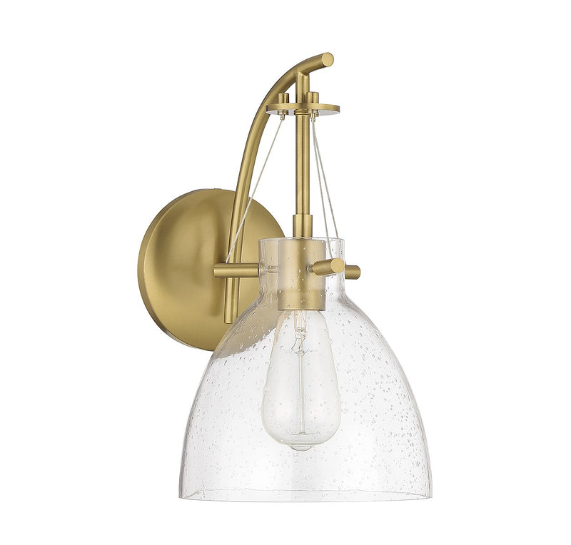 One Light Wall Sconce<br /><span style="color:#4AB0CE;">Entrega: 4-10 dias en USA</span><br /><span style="color:#4AB0CE;font-size:60%;">PREGUNTE POR ENTREGA EN PANAMA</span><br />Collection: Foster<br />Finish: Warm Brass