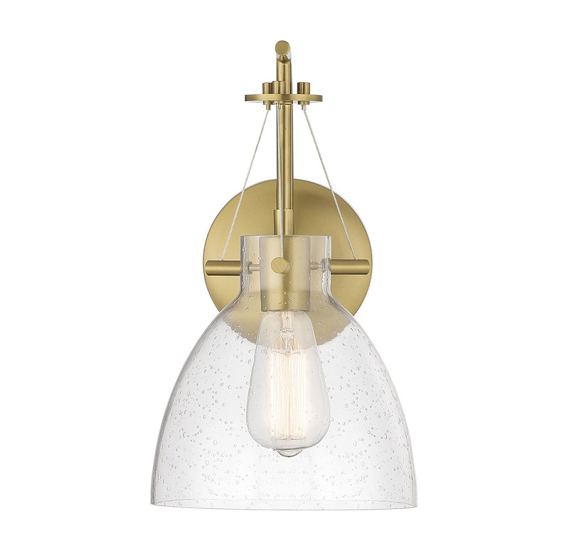 One Light Wall Sconce<br /><span style="color:#4AB0CE;">Entrega: 4-10 dias en USA</span><br /><span style="color:#4AB0CE;font-size:60%;">PREGUNTE POR ENTREGA EN PANAMA</span><br />Collection: Foster<br />Finish: Warm Brass