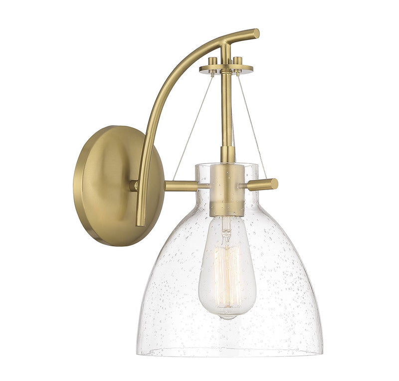 One Light Wall Sconce<br /><span style="color:#4AB0CE;">Entrega: 4-10 dias en USA</span><br /><span style="color:#4AB0CE;font-size:60%;">PREGUNTE POR ENTREGA EN PANAMA</span><br />Collection: Foster<br />Finish: Warm Brass