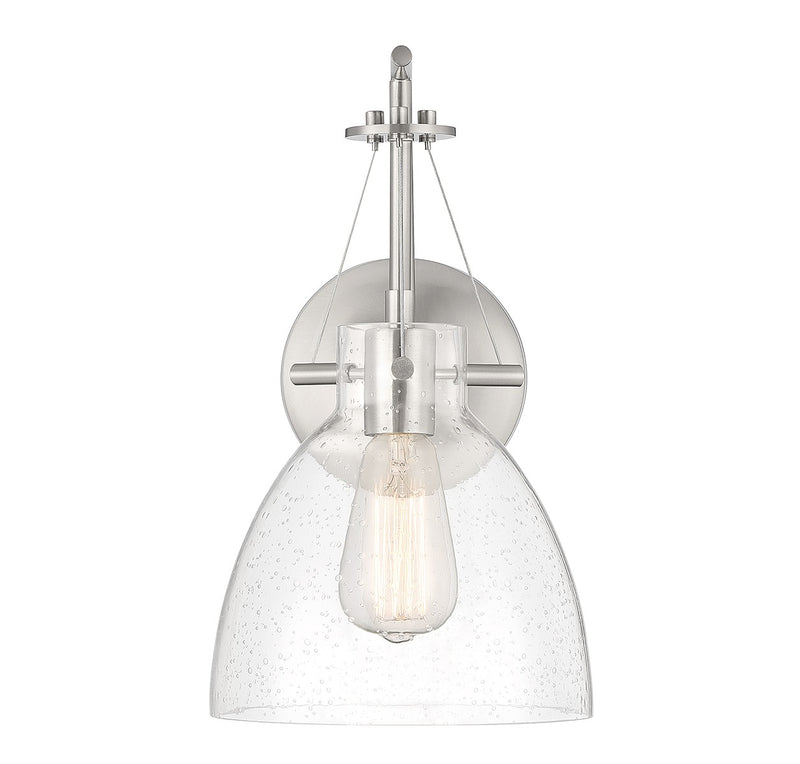 One Light Wall Sconce<br /><span style="color:#4AB0CE;">Entrega: 4-10 dias en USA</span><br /><span style="color:#4AB0CE;font-size:60%;">PREGUNTE POR ENTREGA EN PANAMA</span><br />Collection: Foster<br />Finish: Satin Nickel