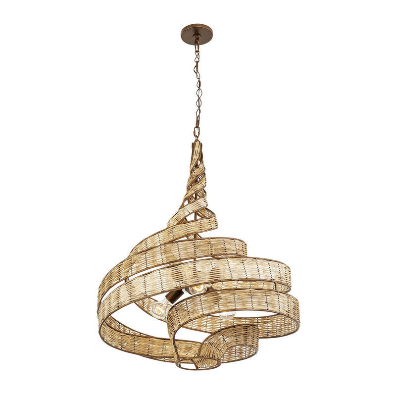 Six Light Pendant<br /><span style="color:#4AB0CE;">Entrega: 4-10 dias en USA</span><br /><span style="color:#4AB0CE;font-size:60%;">PREGUNTE POR ENTREGA EN PANAMA</span><br />Collection: Flow<br />Finish: Baguette/Natural Rattan