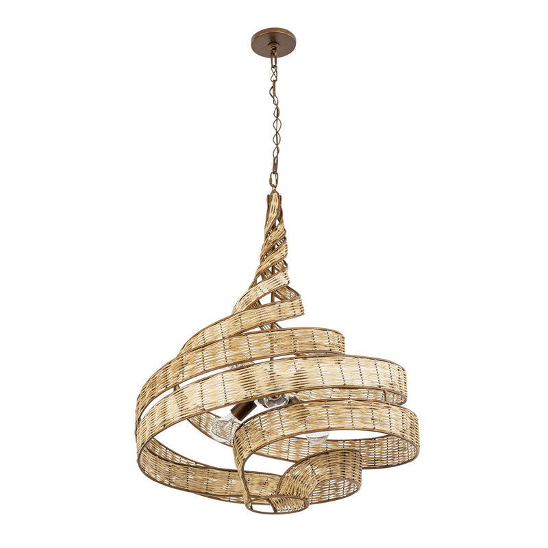 Six Light Pendant<br /><span style="color:#4AB0CE;">Entrega: 4-10 dias en USA</span><br /><span style="color:#4AB0CE;font-size:60%;">PREGUNTE POR ENTREGA EN PANAMA</span><br />Collection: Flow<br />Finish: Baguette/Natural Rattan