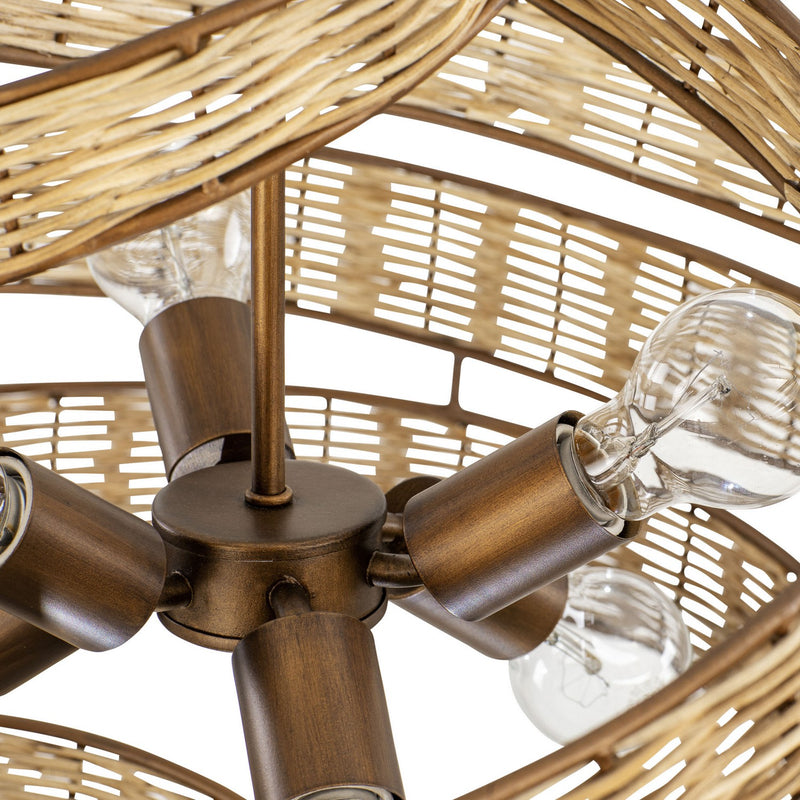 Varaluz - 240P06BTR - Six Light Pendant - Flow - Baguette/Natural Rattan