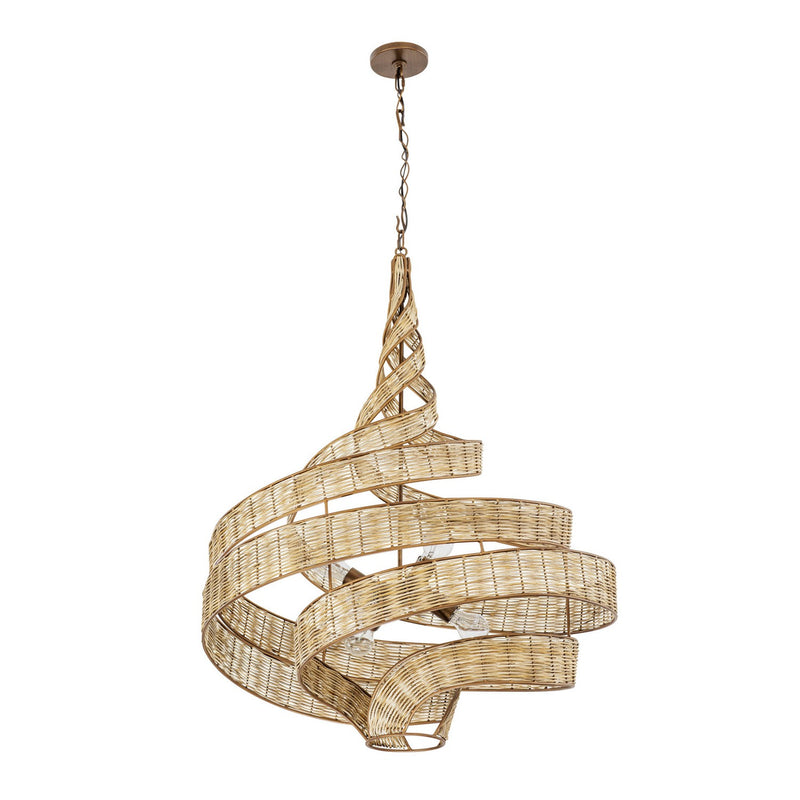 Six Light Pendant<br /><span style="color:#4AB0CE;">Entrega: 4-10 dias en USA</span><br /><span style="color:#4AB0CE;font-size:60%;">PREGUNTE POR ENTREGA EN PANAMA</span><br />Collection: Flow<br />Finish: Baguette/Natural Rattan