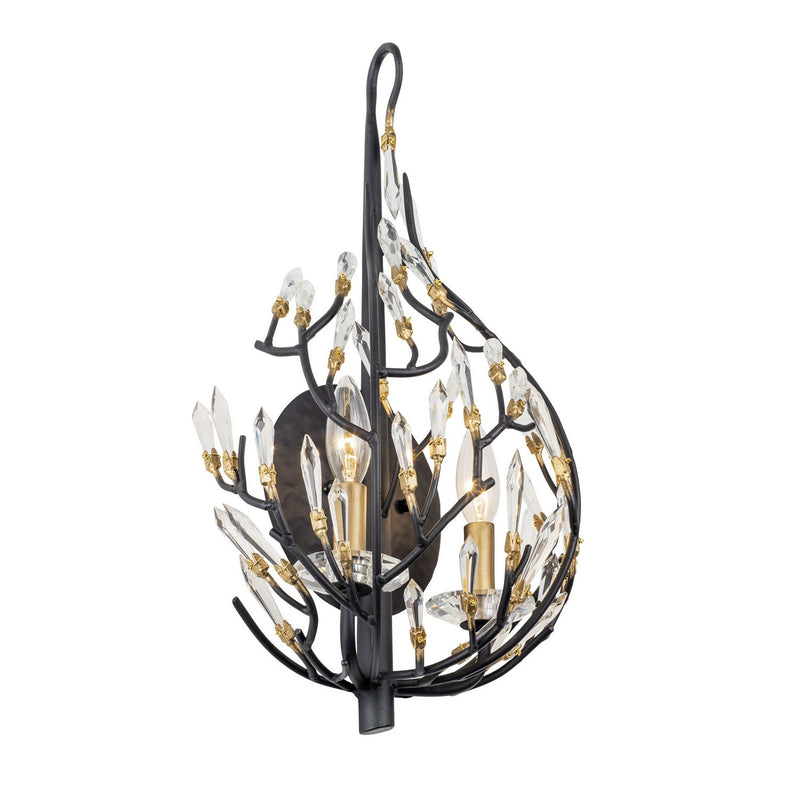 Two Light Wall Sconce<br /><span style="color:#4AB0CE;">Entrega: 16-17 semanas en USA</span><br /><span style="color:#4AB0CE;font-size:60%;">PREGUNTE POR ENTREGA EN PANAMA</span><br />Collection: Bask<br />Finish: Matte Black/French Gold