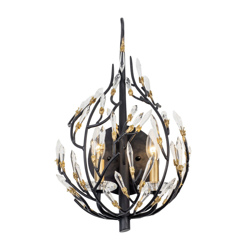 Two Light Wall Sconce<br /><span style="color:#4AB0CE;">Entrega: 16-17 semanas en USA</span><br /><span style="color:#4AB0CE;font-size:60%;">PREGUNTE POR ENTREGA EN PANAMA</span><br />Collection: Bask<br />Finish: Matte Black/French Gold