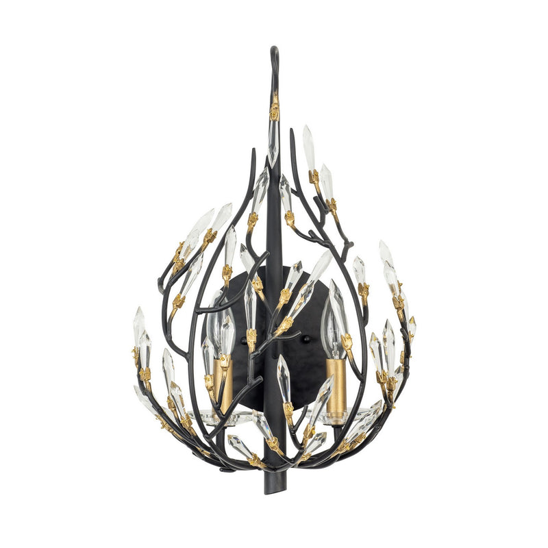Two Light Wall Sconce<br /><span style="color:#4AB0CE;">Entrega: 16-17 semanas en USA</span><br /><span style="color:#4AB0CE;font-size:60%;">PREGUNTE POR ENTREGA EN PANAMA</span><br />Collection: Bask<br />Finish: Matte Black/French Gold