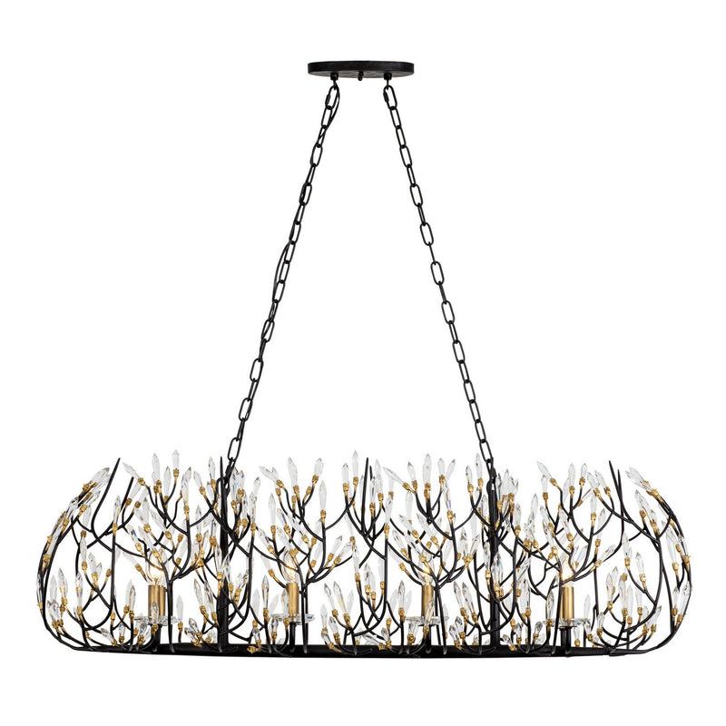 Eight Light Linear Pendant<br /><span style="color:#4AB0CE;">Entrega: 2-3 semanas en USA</span><br /><span style="color:#4AB0CE;font-size:60%;">PREGUNTE POR ENTREGA EN PANAMA</span><br />Collection: Bask<br />Finish: Matte Black/French Gold