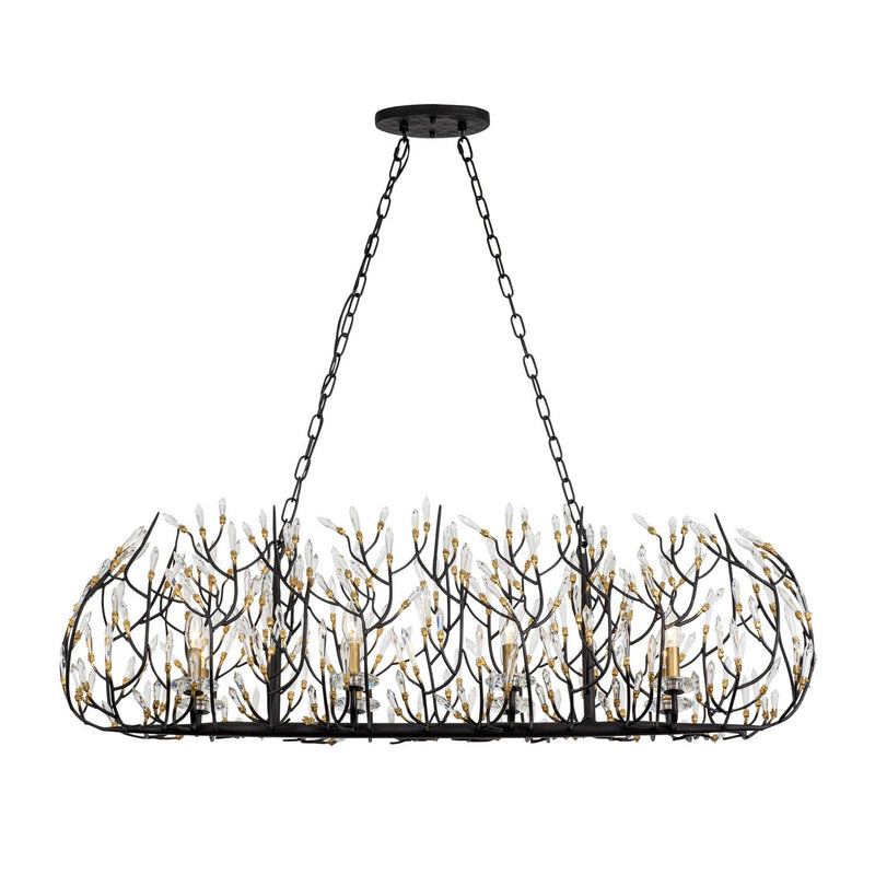 Eight Light Linear Pendant<br /><span style="color:#4AB0CE;">Entrega: 2-3 semanas en USA</span><br /><span style="color:#4AB0CE;font-size:60%;">PREGUNTE POR ENTREGA EN PANAMA</span><br />Collection: Bask<br />Finish: Matte Black/French Gold