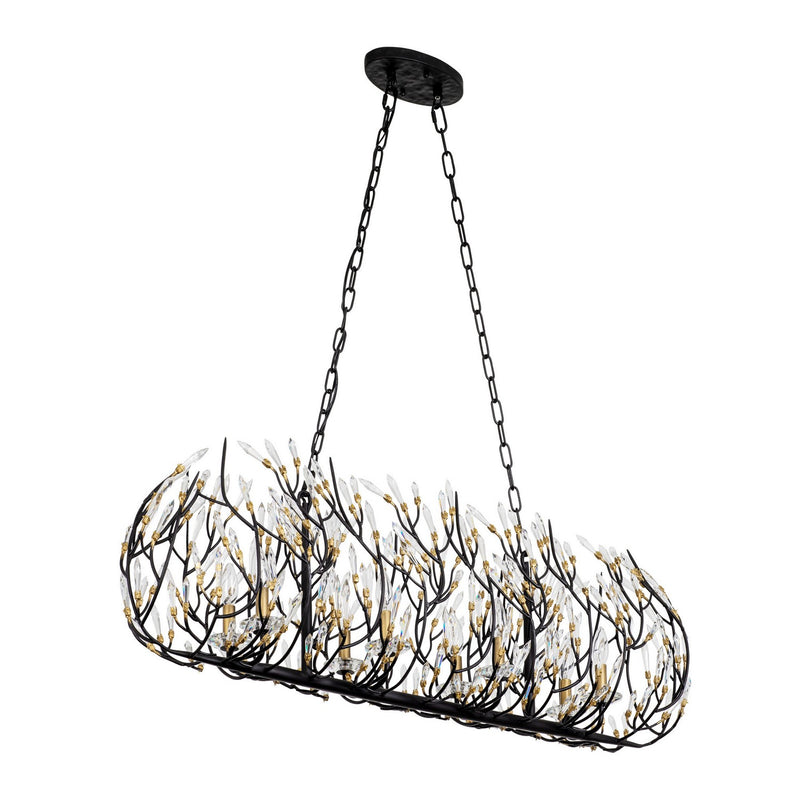 Eight Light Linear Pendant<br /><span style="color:#4AB0CE;">Entrega: 2-3 semanas en USA</span><br /><span style="color:#4AB0CE;font-size:60%;">PREGUNTE POR ENTREGA EN PANAMA</span><br />Collection: Bask<br />Finish: Matte Black/French Gold