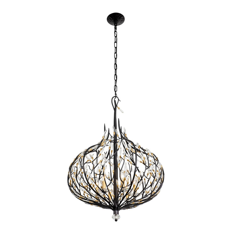 Six Light Pendant<br /><span style="color:#4AB0CE;">Entrega: 9-10 semanas en USA</span><br /><span style="color:#4AB0CE;font-size:60%;">PREGUNTE POR ENTREGA EN PANAMA</span><br />Collection: Bask<br />Finish: Matte Black/French Gold