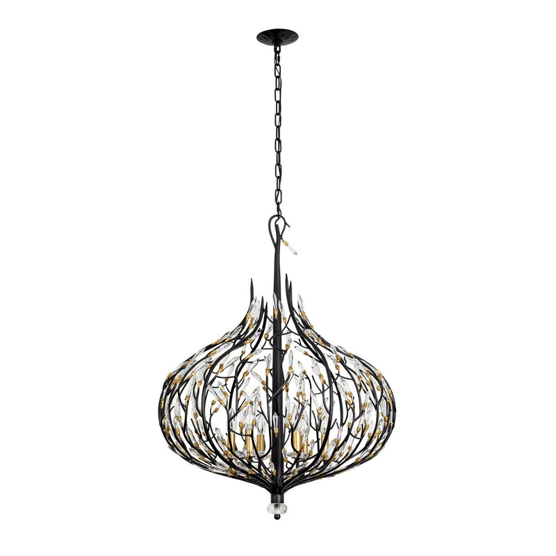 Six Light Pendant<br /><span style="color:#4AB0CE;">Entrega: 4-10 dias en USA</span><br /><span style="color:#4AB0CE;font-size:60%;">PREGUNTE POR ENTREGA EN PANAMA</span><br />Collection: Bask<br />Finish: Matte Black/French Gold