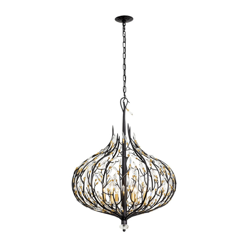 Six Light Pendant<br /><span style="color:#4AB0CE;">Entrega: 9-10 semanas en USA</span><br /><span style="color:#4AB0CE;font-size:60%;">PREGUNTE POR ENTREGA EN PANAMA</span><br />Collection: Bask<br />Finish: Matte Black/French Gold