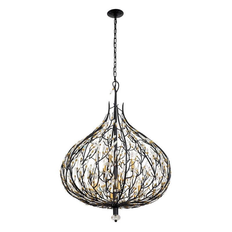 Nine Light Pendant<br /><span style="color:#4AB0CE;">Entrega: 4-10 dias en USA</span><br /><span style="color:#4AB0CE;font-size:60%;">PREGUNTE POR ENTREGA EN PANAMA</span><br />Collection: Bask<br />Finish: Matte Black/French Gold