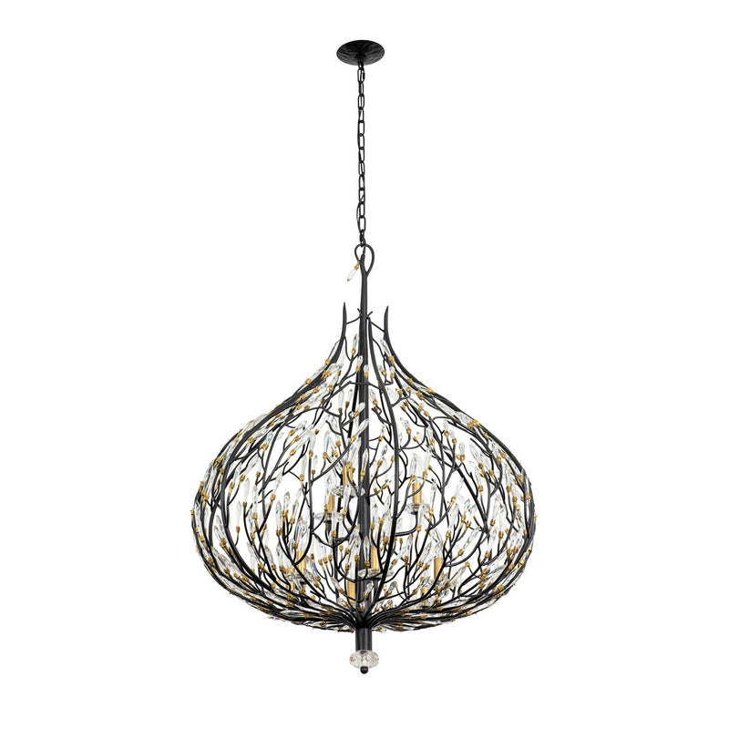 Nine Light Pendant<br /><span style="color:#4AB0CE;">Entrega: 16-17 semanas en USA</span><br /><span style="color:#4AB0CE;font-size:60%;">PREGUNTE POR ENTREGA EN PANAMA</span><br />Collection: Bask<br />Finish: Matte Black/French Gold