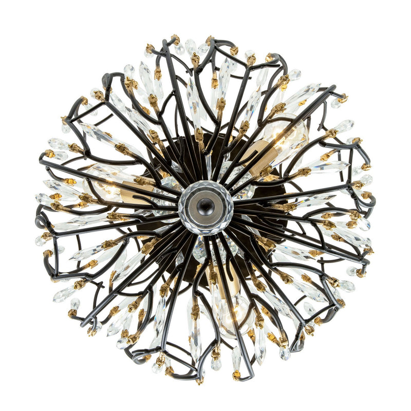 Three Light Semi-Flush Mount<br /><span style="color:#4AB0CE;">Entrega: 0-1 semanas en USA</span><br /><span style="color:#4AB0CE;font-size:60%;">PREGUNTE POR ENTREGA EN PANAMA</span><br />Collection: Bask<br />Finish: Matte Black/French Gold