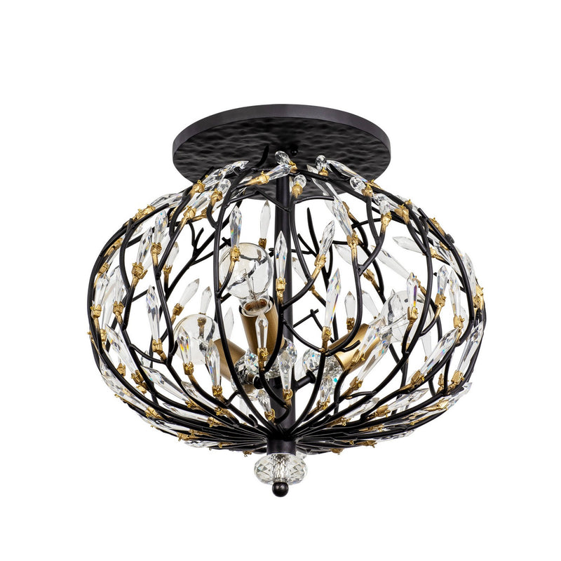 Varaluz - 271S03MBFG - Three Light Semi-Flush Mount - Bask - Matte Black/French Gold