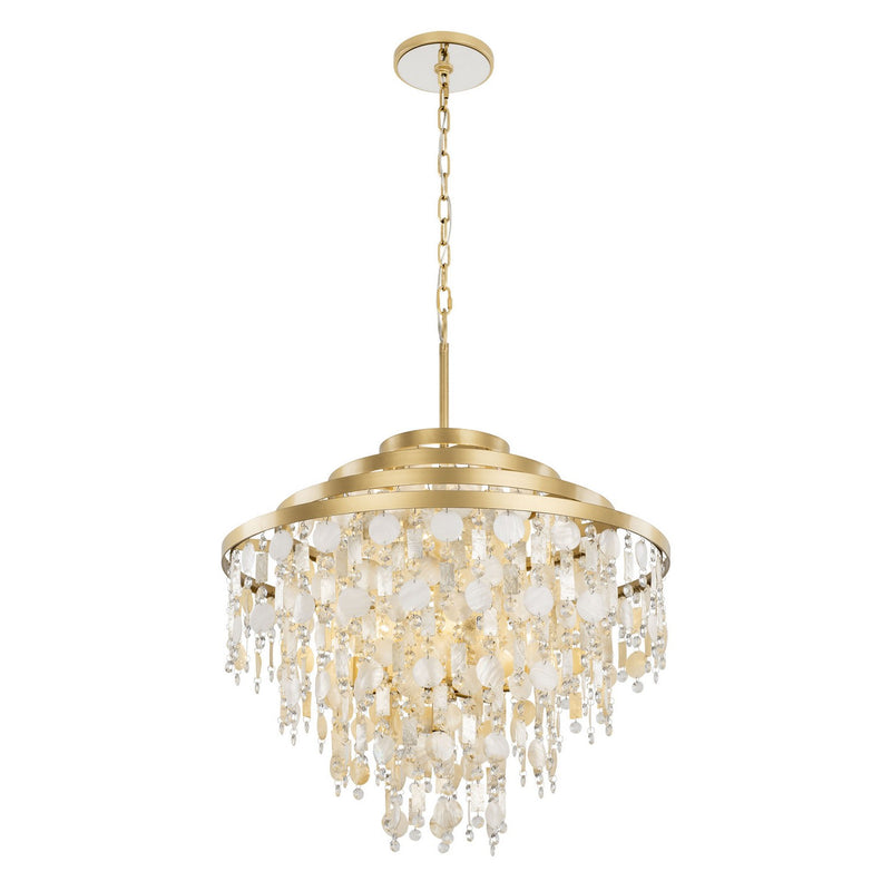 Ten Light Chandelier<br /><span style="color:#4AB0CE;">Entrega: 4-10 dias en USA</span><br /><span style="color:#4AB0CE;font-size:60%;">PREGUNTE POR ENTREGA EN PANAMA</span><br />Collection: Kalani<br />Finish: French Gold