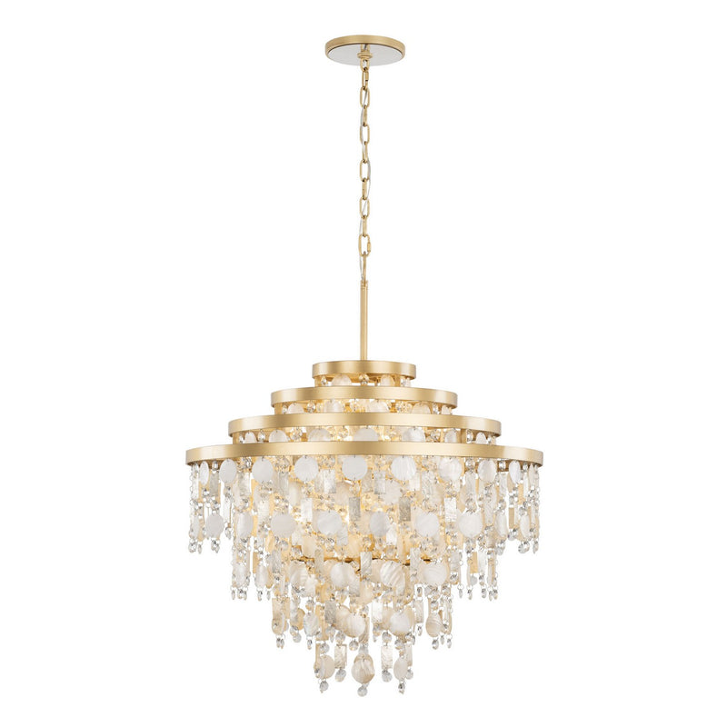 Ten Light Chandelier<br /><span style="color:#4AB0CE;">Entrega: 4-10 dias en USA</span><br /><span style="color:#4AB0CE;font-size:60%;">PREGUNTE POR ENTREGA EN PANAMA</span><br />Collection: Kalani<br />Finish: French Gold