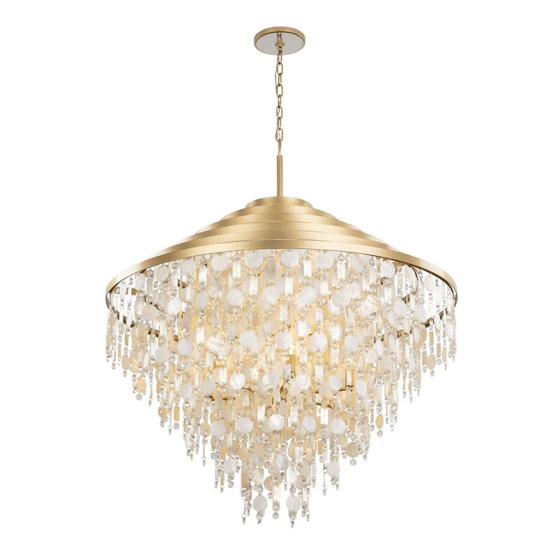 16 Light Chandelier<br /><span style="color:#4AB0CE;">Entrega: 5-6 semanas en USA</span><br /><span style="color:#4AB0CE;font-size:60%;">PREGUNTE POR ENTREGA EN PANAMA</span><br />Collection: Kalani<br />Finish: French Gold