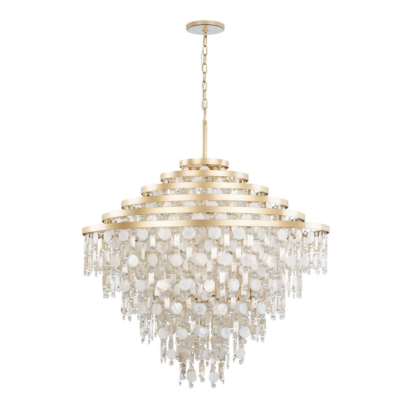 16 Light Chandelier<br /><span style="color:#4AB0CE;">Entrega: 2-3 semanas en USA</span><br /><span style="color:#4AB0CE;font-size:60%;">PREGUNTE POR ENTREGA EN PANAMA</span><br />Collection: Kalani<br />Finish: French Gold