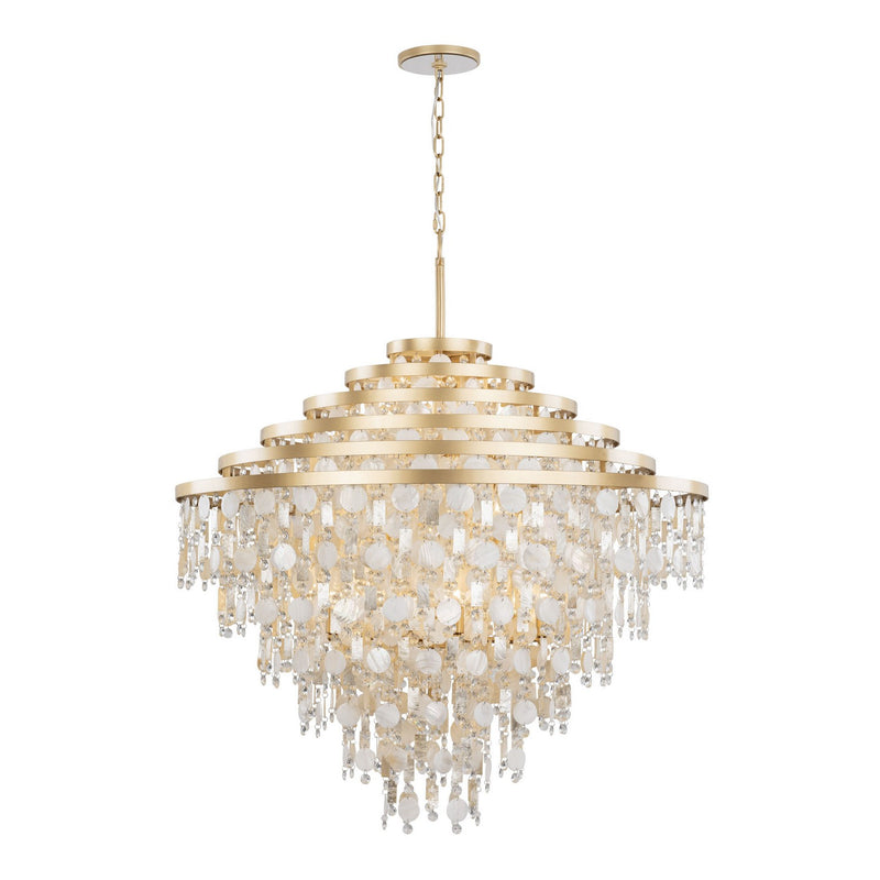 16 Light Chandelier<br /><span style="color:#4AB0CE;">Entrega: 2-3 semanas en USA</span><br /><span style="color:#4AB0CE;font-size:60%;">PREGUNTE POR ENTREGA EN PANAMA</span><br />Collection: Kalani<br />Finish: French Gold