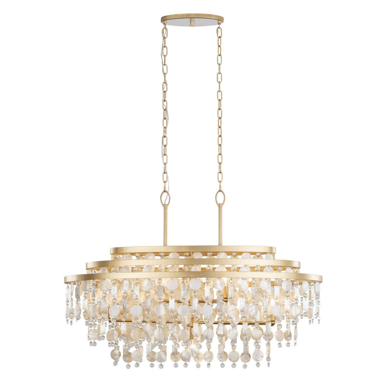 Nine Light Linear Pendant<br /><span style="color:#4AB0CE;">Entrega: 4-10 dias en USA</span><br /><span style="color:#4AB0CE;font-size:60%;">PREGUNTE POR ENTREGA EN PANAMA</span><br />Collection: Kalani<br />Finish: French Gold