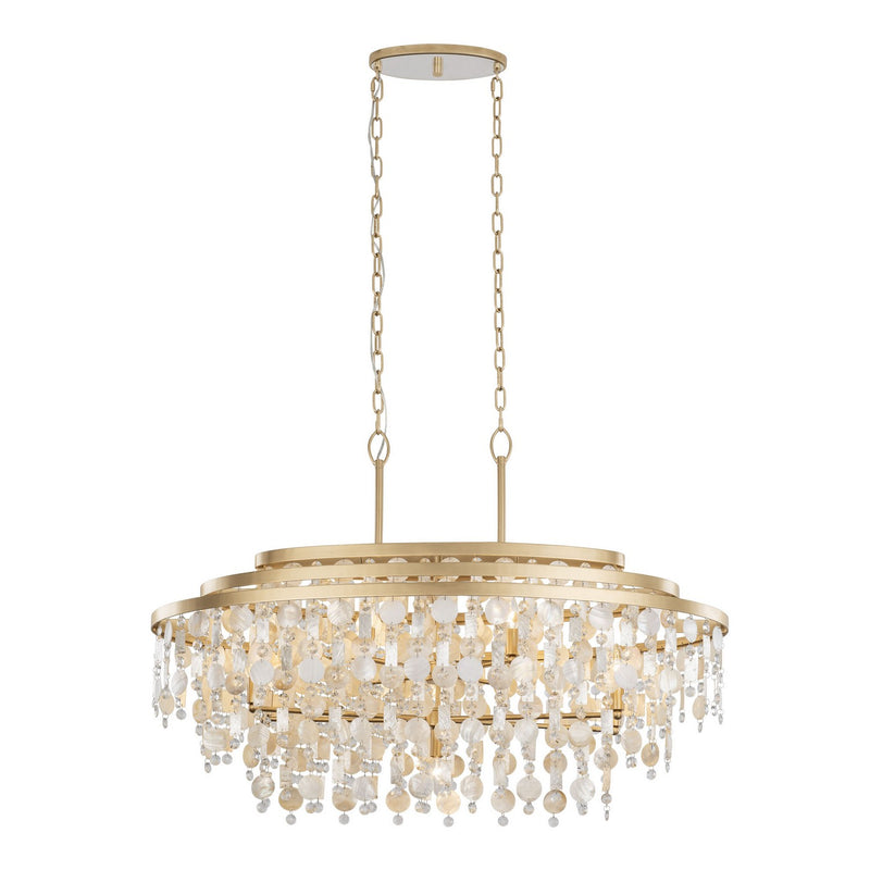 Nine Light Linear Pendant<br /><span style="color:#4AB0CE;">Entrega: 4-10 dias en USA</span><br /><span style="color:#4AB0CE;font-size:60%;">PREGUNTE POR ENTREGA EN PANAMA</span><br />Collection: Kalani<br />Finish: French Gold