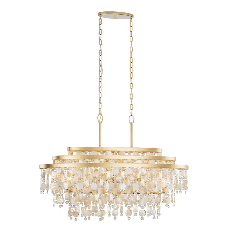 Nine Light Linear Pendant<br /><span style="color:#4AB0CE;">Entrega: 4-10 dias en USA</span><br /><span style="color:#4AB0CE;font-size:60%;">PREGUNTE POR ENTREGA EN PANAMA</span><br />Collection: Kalani<br />Finish: French Gold