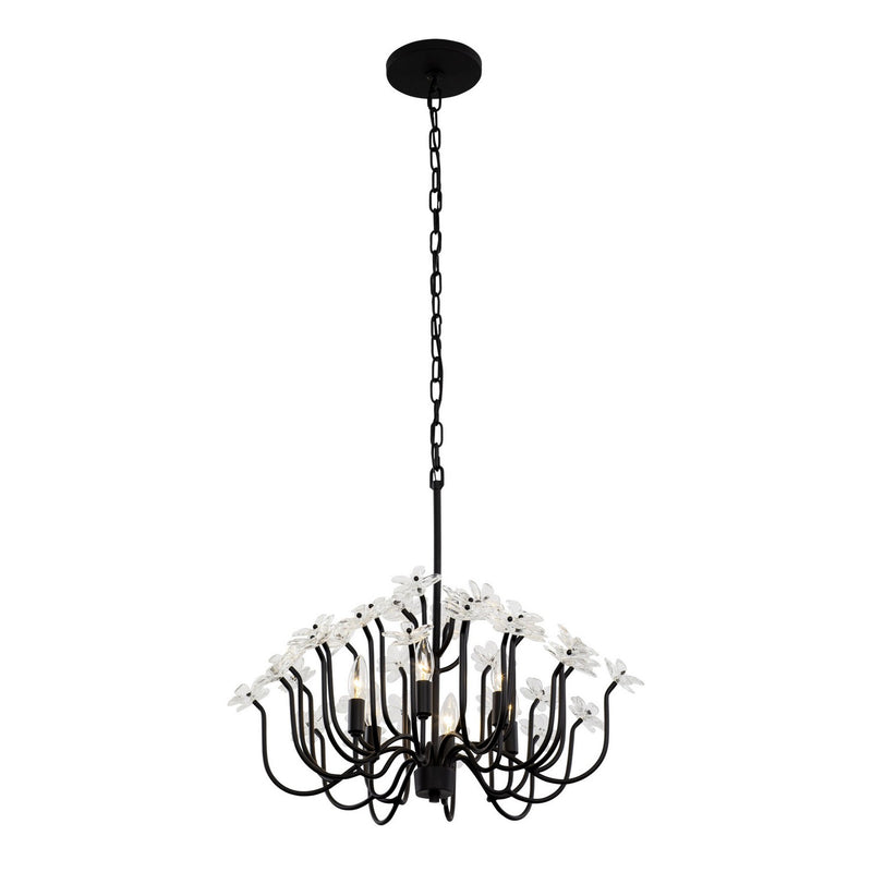 Six Light Chandelier<br /><span style="color:#4AB0CE;">Entrega: 4-10 dias en USA</span><br /><span style="color:#4AB0CE;font-size:60%;">PREGUNTE POR ENTREGA EN PANAMA</span><br />Collection: Wildflower<br />Finish: Matte Black