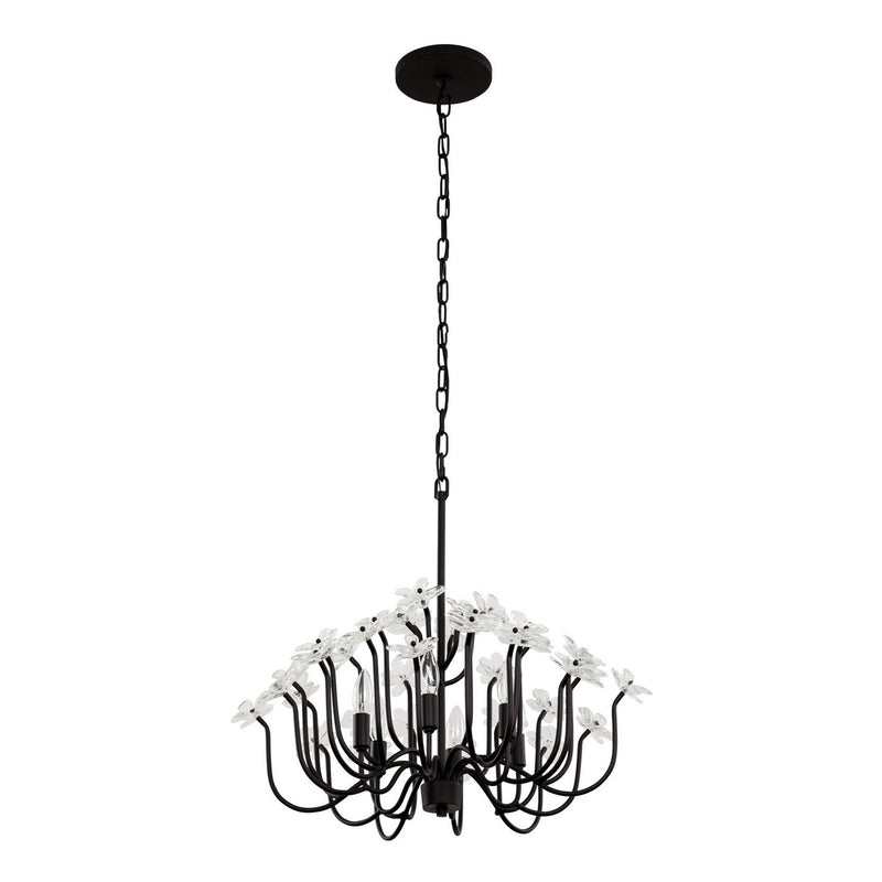 Six Light Chandelier<br /><span style="color:#4AB0CE;">Entrega: 4-10 dias en USA</span><br /><span style="color:#4AB0CE;font-size:60%;">PREGUNTE POR ENTREGA EN PANAMA</span><br />Collection: Wildflower<br />Finish: Matte Black