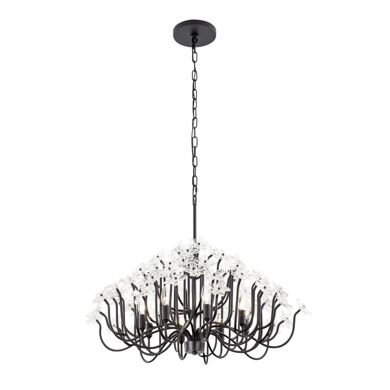 Eight Light Chandelier<br /><span style="color:#4AB0CE;">Entrega: 4-10 dias en USA</span><br /><span style="color:#4AB0CE;font-size:60%;">PREGUNTE POR ENTREGA EN PANAMA</span><br />Collection: Wildflower<br />Finish: Matte Black