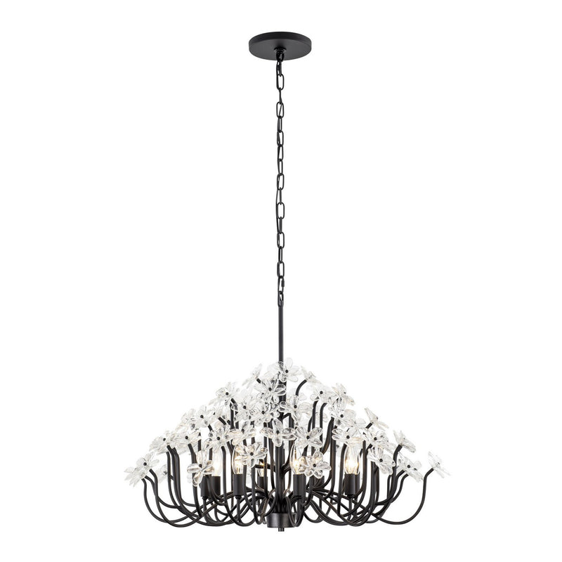 Eight Light Chandelier<br /><span style="color:#4AB0CE;">Entrega: 4-10 dias en USA</span><br /><span style="color:#4AB0CE;font-size:60%;">PREGUNTE POR ENTREGA EN PANAMA</span><br />Collection: Wildflower<br />Finish: Matte Black