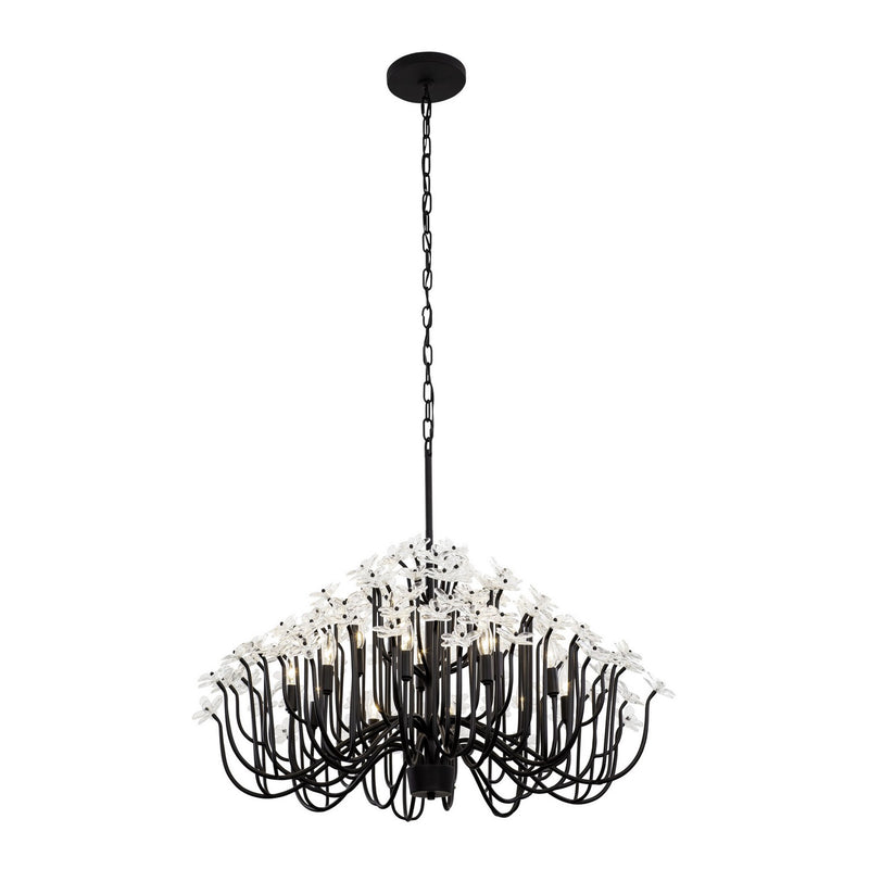 15 Light Chandelier<br /><span style="color:#4AB0CE;">Entrega: 4-10 dias en USA</span><br /><span style="color:#4AB0CE;font-size:60%;">PREGUNTE POR ENTREGA EN PANAMA</span><br />Collection: Wildflower<br />Finish: Matte Black