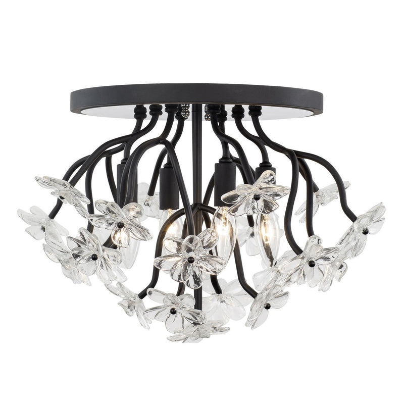 Four Light Semi-Flush Mount<br /><span style="color:#4AB0CE;">Entrega: 4-10 dias en USA</span><br /><span style="color:#4AB0CE;font-size:60%;">PREGUNTE POR ENTREGA EN PANAMA</span><br />Collection: Wildflower<br />Finish: Matte Black