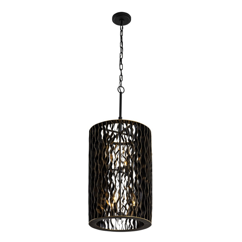 Six Light Foyer Pendant<br /><span style="color:#4AB0CE;">Entrega: 4-10 dias en USA</span><br /><span style="color:#4AB0CE;font-size:60%;">PREGUNTE POR ENTREGA EN PANAMA</span><br />Collection: Estela<br />Finish: Matte Black/French Gold