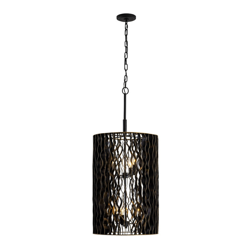 Six Light Foyer Pendant<br /><span style="color:#4AB0CE;">Entrega: 4-10 dias en USA</span><br /><span style="color:#4AB0CE;font-size:60%;">PREGUNTE POR ENTREGA EN PANAMA</span><br />Collection: Estela<br />Finish: Matte Black/French Gold