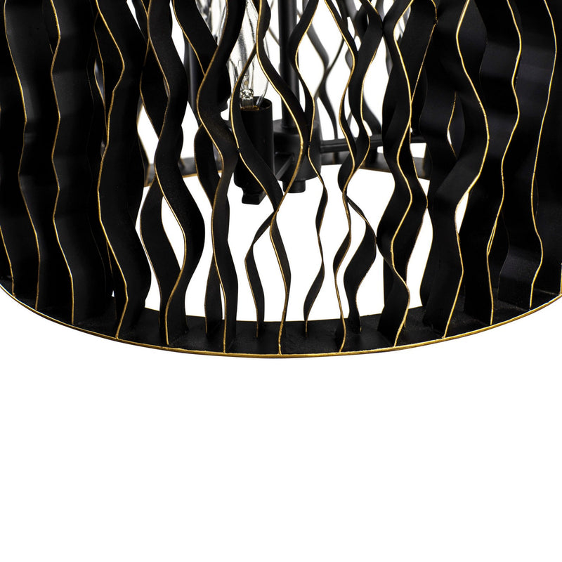 Varaluz - 380F06MBFG - Six Light Foyer Pendant - Estela - Matte Black/French Gold