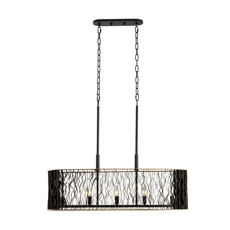 Five Light Linear Pendant<br /><span style="color:#4AB0CE;">Entrega: 4-10 dias en USA</span><br /><span style="color:#4AB0CE;font-size:60%;">PREGUNTE POR ENTREGA EN PANAMA</span><br />Collection: Estela<br />Finish: Matte Black/French Gold