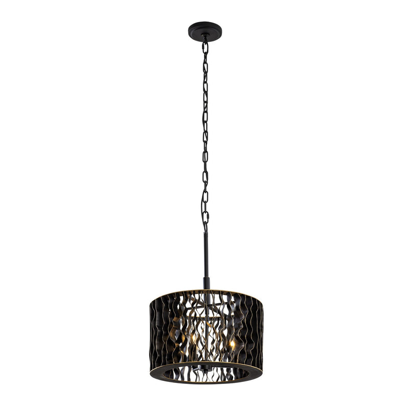 Three Light Pendant<br /><span style="color:#4AB0CE;">Entrega: 4-10 dias en USA</span><br /><span style="color:#4AB0CE;font-size:60%;">PREGUNTE POR ENTREGA EN PANAMA</span><br />Collection: Estela<br />Finish: Matte Black/French Gold