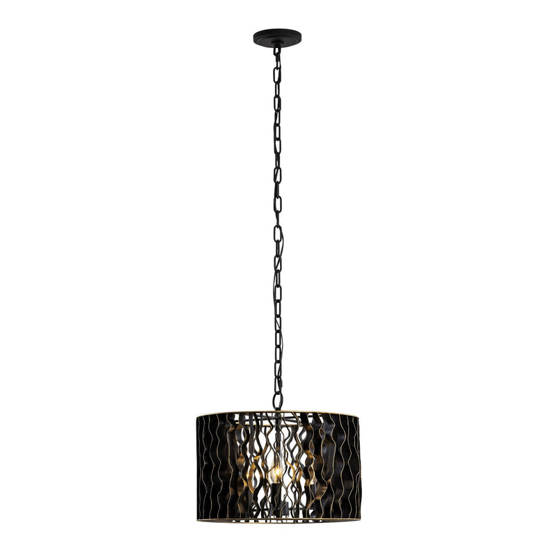 Three Light Pendant<br /><span style="color:#4AB0CE;">Entrega: 4-10 dias en USA</span><br /><span style="color:#4AB0CE;font-size:60%;">PREGUNTE POR ENTREGA EN PANAMA</span><br />Collection: Estela<br />Finish: Matte Black/French Gold