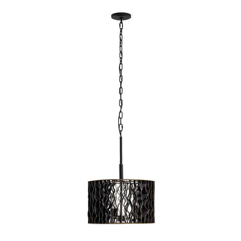 Three Light Pendant<br /><span style="color:#4AB0CE;">Entrega: 4-10 dias en USA</span><br /><span style="color:#4AB0CE;font-size:60%;">PREGUNTE POR ENTREGA EN PANAMA</span><br />Collection: Estela<br />Finish: Matte Black/French Gold