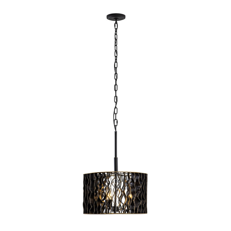 Three Light Pendant<br /><span style="color:#4AB0CE;">Entrega: 4-10 dias en USA</span><br /><span style="color:#4AB0CE;font-size:60%;">PREGUNTE POR ENTREGA EN PANAMA</span><br />Collection: Estela<br />Finish: Matte Black/French Gold