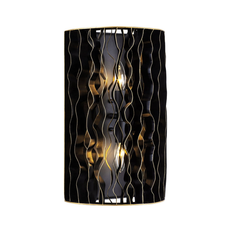 Two Light Wall Sconce<br /><span style="color:#4AB0CE;">Entrega: 4-10 dias en USA</span><br /><span style="color:#4AB0CE;font-size:60%;">PREGUNTE POR ENTREGA EN PANAMA</span><br />Collection: Estela<br />Finish: Matte Black/French Gold