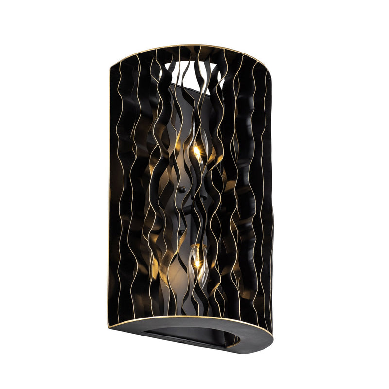 Two Light Wall Sconce<br /><span style="color:#4AB0CE;">Entrega: 4-10 dias en USA</span><br /><span style="color:#4AB0CE;font-size:60%;">PREGUNTE POR ENTREGA EN PANAMA</span><br />Collection: Estela<br />Finish: Matte Black/French Gold