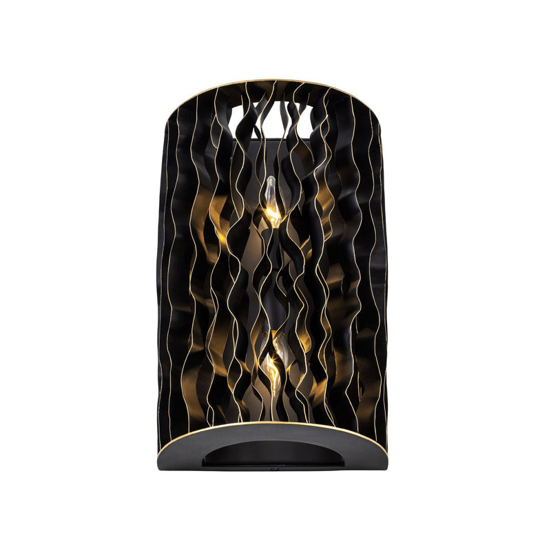 Two Light Wall Sconce<br /><span style="color:#4AB0CE;">Entrega: 4-10 dias en USA</span><br /><span style="color:#4AB0CE;font-size:60%;">PREGUNTE POR ENTREGA EN PANAMA</span><br />Collection: Estela<br />Finish: Matte Black/French Gold