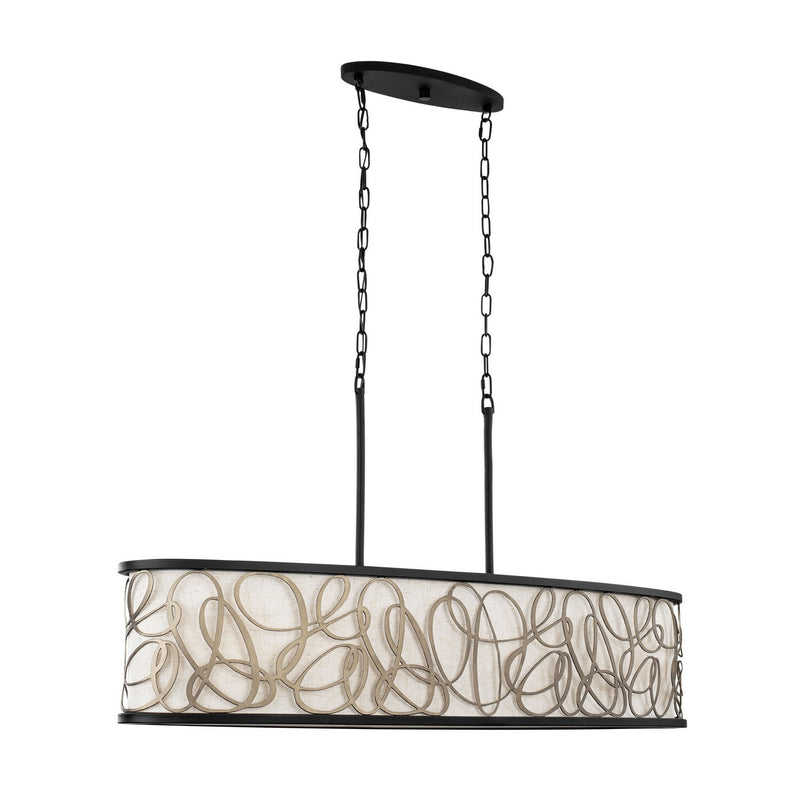 Six Light Linear Pendant<br /><span style="color:#4AB0CE;">Entrega: 4-10 dias en USA</span><br /><span style="color:#4AB0CE;font-size:60%;">PREGUNTE POR ENTREGA EN PANAMA</span><br />Collection: Scribble<br />Finish: Matte Black/Artifact