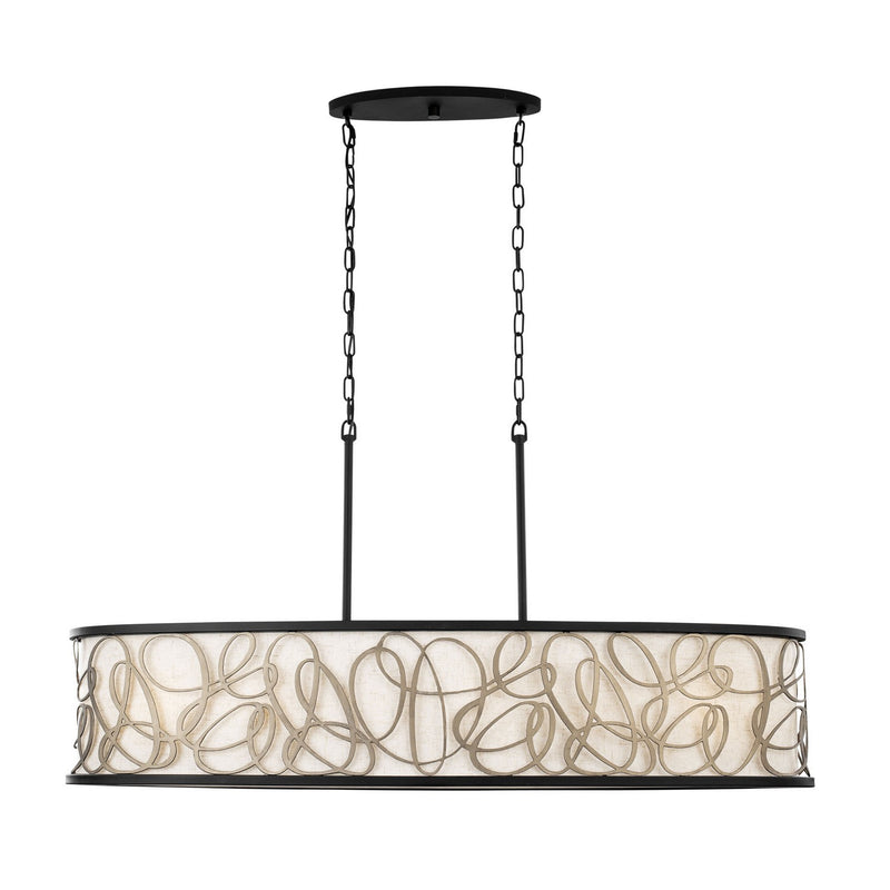Six Light Linear Pendant<br /><span style="color:#4AB0CE;">Entrega: 4-10 dias en USA</span><br /><span style="color:#4AB0CE;font-size:60%;">PREGUNTE POR ENTREGA EN PANAMA</span><br />Collection: Scribble<br />Finish: Matte Black/Artifact